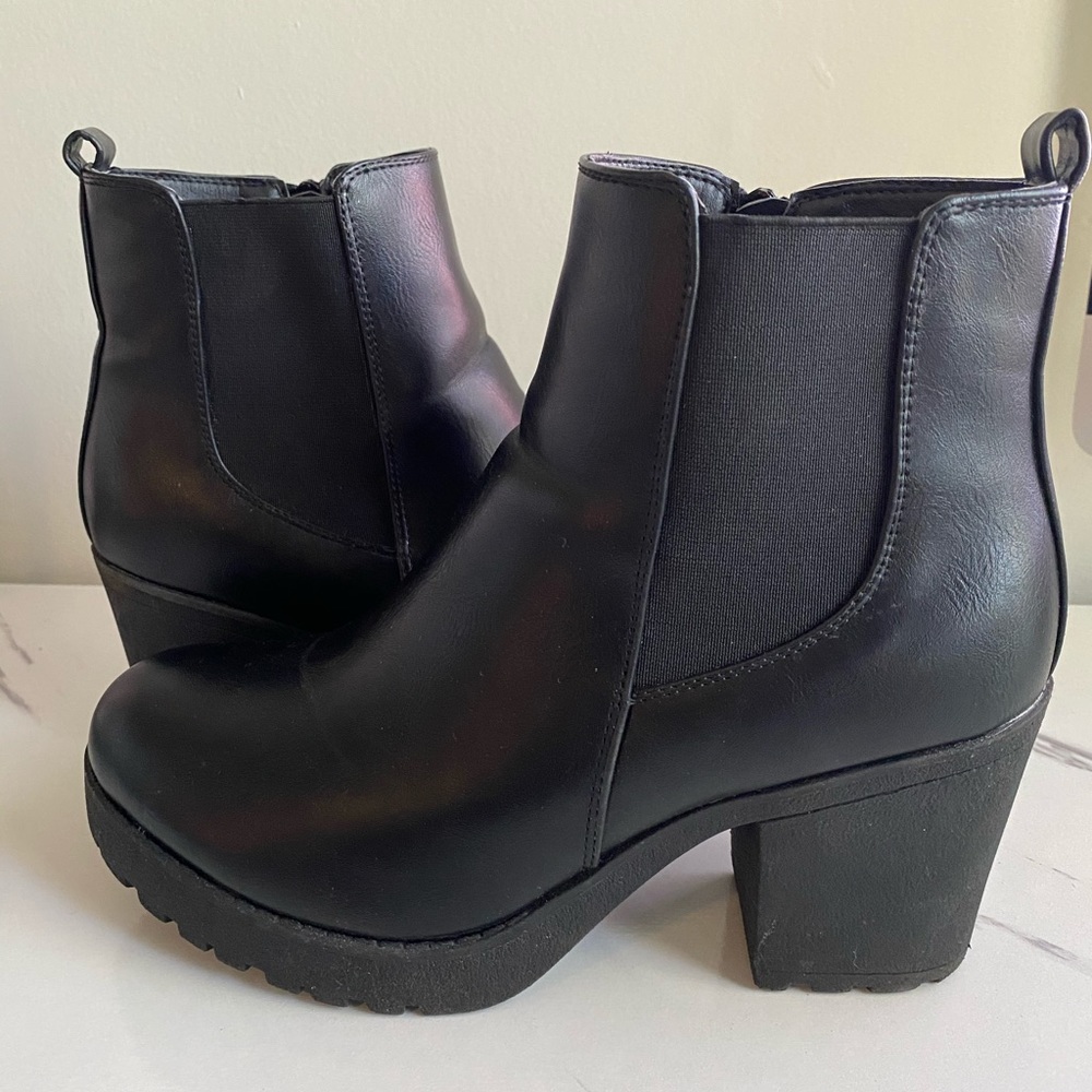 Black Faux Leather Booties